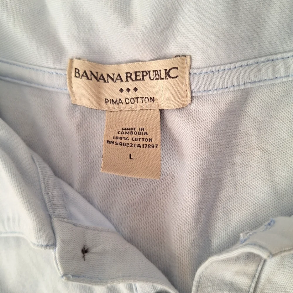 Banana Republic Polo Shirt Pima Cotton Short Sleeve Golf Powder Blue Mens L